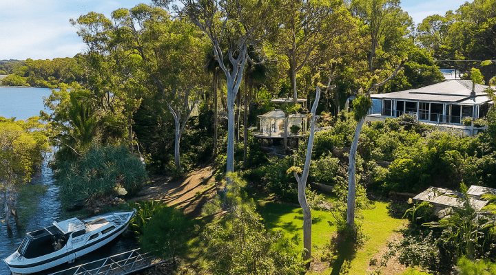 Waterfront Retreat with Docked Boat