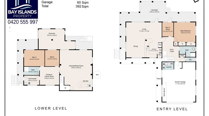 An Oasis on the water designed for dual living. floorplan 1